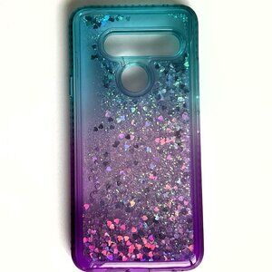 ZX-LG V40 DZ PHONE CASE LIQUID HEART BLING CASE